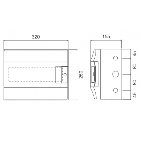 12 Way Wall Mounted Din Rail Enclosure