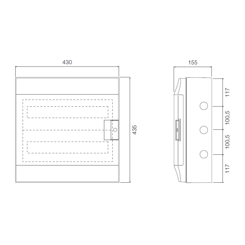 ABB 36 Way Wall Mounted Din Rail Enclosure