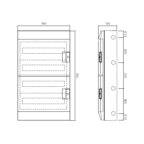 ABB 72 Way Wall Mounted Din Rail Enclosure