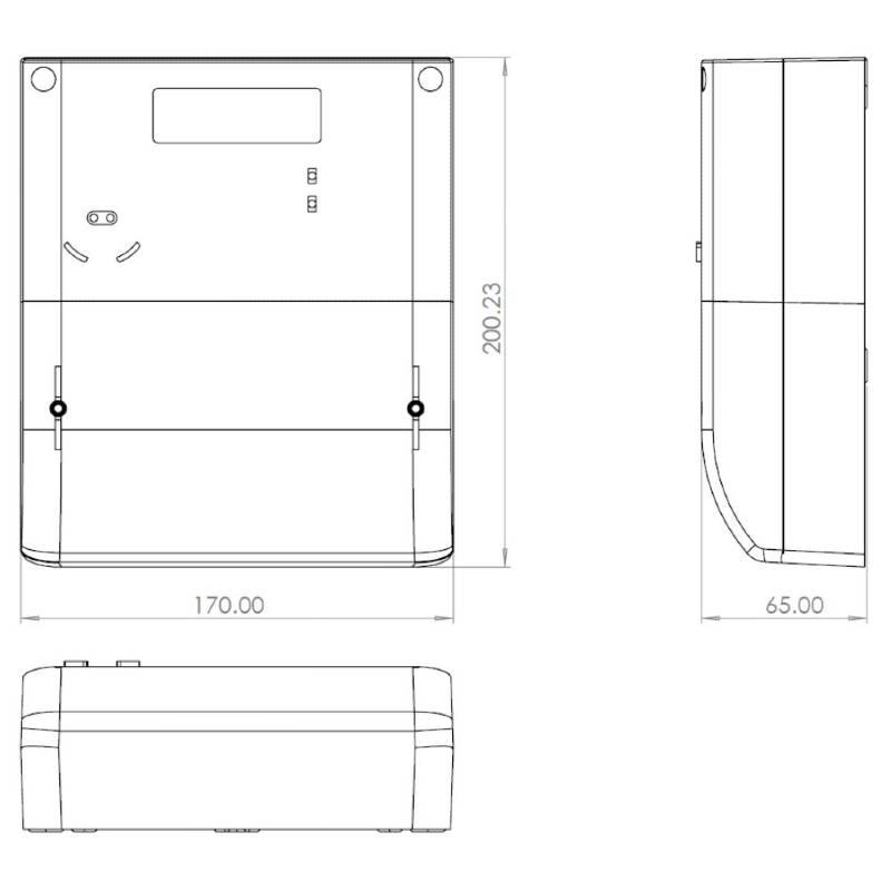 AnyMeters.co.uk Emlite Emp1 Three Phase Wall Mounted Meter Dimensions
