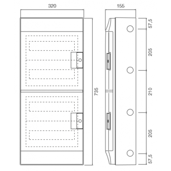 ABB 48 Way Wall Mounted  Din Rail Enclosure