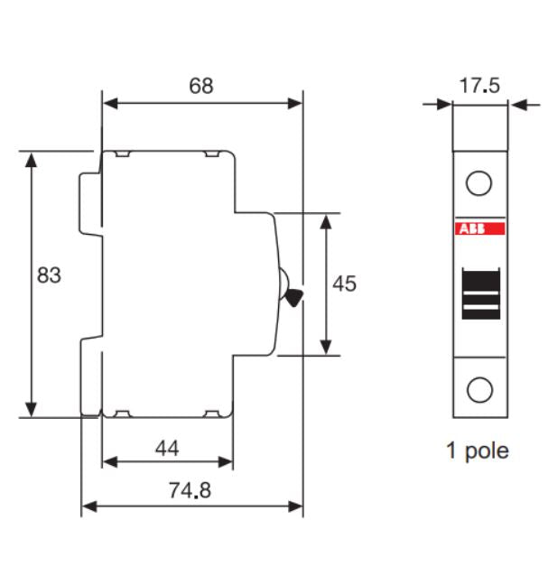 ABB 6A Single Pole Three Phase MCB Type C
