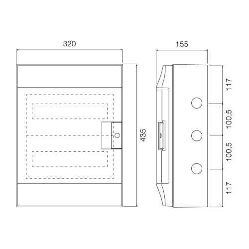 24 Way Wall Mounted Din Rail Enclosure