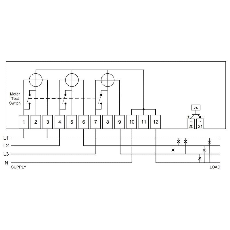 AnyMeters.co.uk Emlite EMP1 Three Phase Wall Mounted Meter Wiring Diagram 